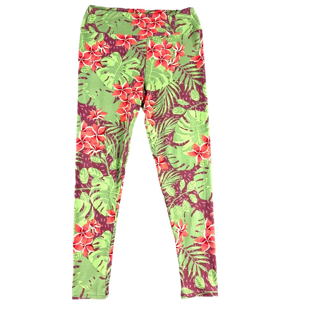 LuLaRoe Leggings Women's One Size Tall & Curvy Colorful Hawaiian Floral Tropical
